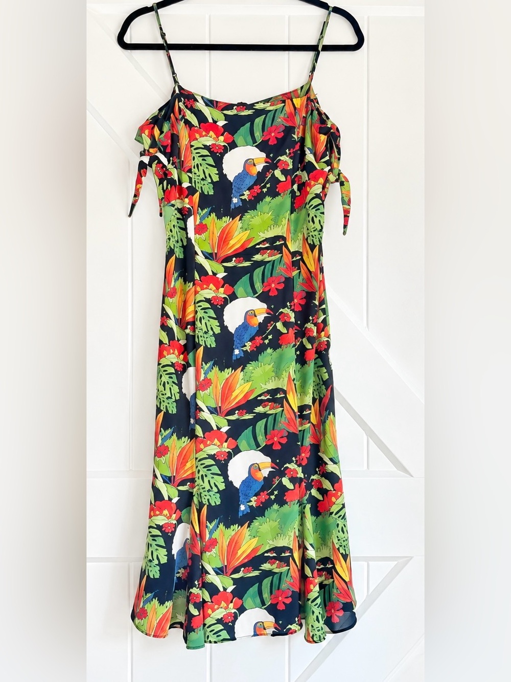 Bailey 44 Tropical Toucan Print Midi Dress Cold Shoulder RTR Farm Rio Style